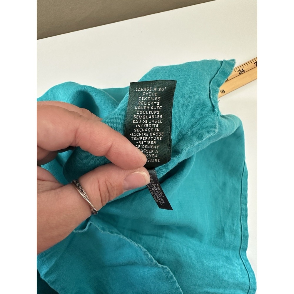Lauren Ralph Lauren Womens Linen Tunic Top Size M Blue Teal Coastal Nautical - Picture 7 of 10